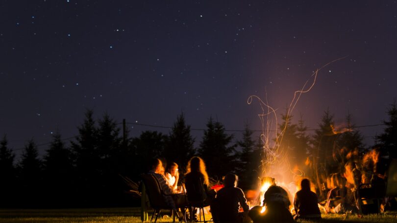 Bonfire With Friends Night Outdoors