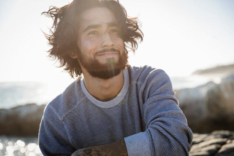Portrait Young Man At Beach