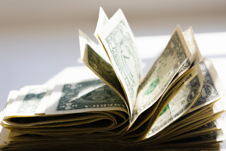 Pile Cash One Dollar Bills